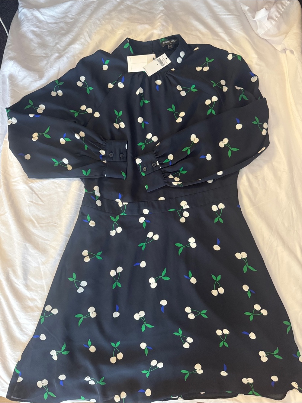 Banana Republic Navy Cherry-Print Dress